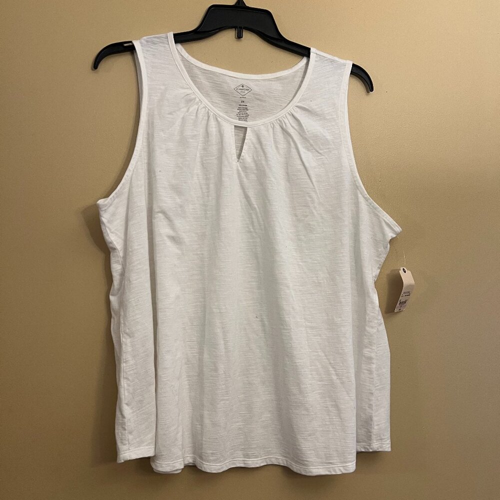 St. John's Bay Women's Keyhole Neck Sleeveless Tank Top Size 2X